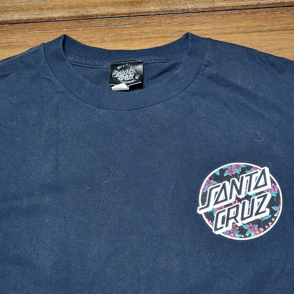 Santa Cruz Black LS Unisex Tee Plumeria Flowers - Size Medium - Picture 5 of 8